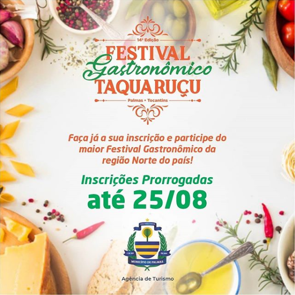 Inscrições para o 14º Festival Gastronômico de Taquaruçu 2020 terminam nesta terça, 25