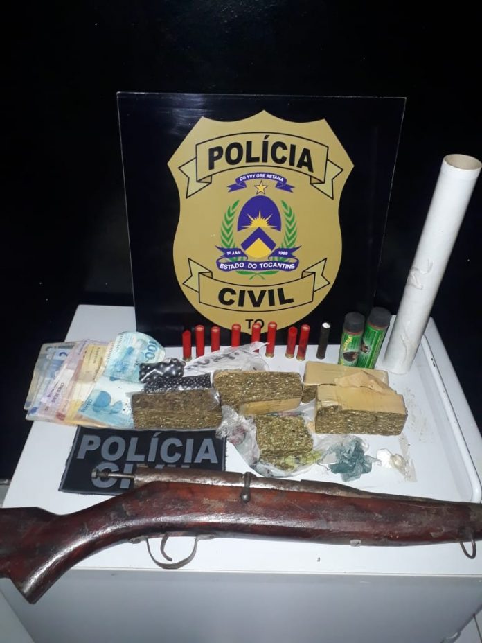 Em Colméia, Polícia Civil apreende maconha, cocaína, arma de fogo, dinheiro e prende homem por tráfico de drogas