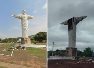 Temporal arranca cabeça de monumento do Cristo Redentor no Tocantins