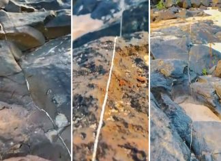 Moradores se surpreendem com linhas misteriosas em rochas no Rio Tocantins; geólogos explicam