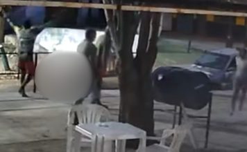 Vídeo mostra momento em que policial aposentado é morto a facadas ao tentar defender filho