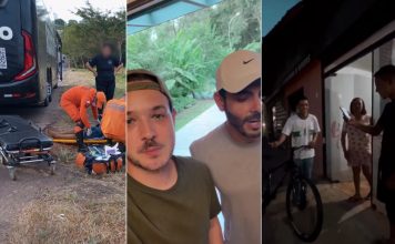 Ciclista ganha bicicleta nova dos cantores Israel e Rodolffo após bater em ônibus da dupla no TO; VÍDEO