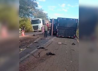 Motorista de 74 anos morre em acidente entre caminhonete e caminhão na BR-153