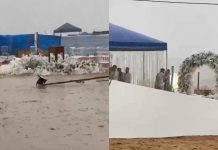 Casamento em praia no TO é interrompido por tempestade com ventos fortes; VÍDEO