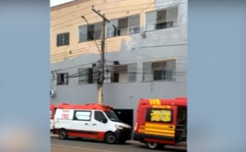 Trabalhador fica gravemente ferido após sofrer descarga elétrica enquanto pintava parede de prédio