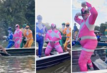 Grupo de amigos vira atração ao se fantasiar de Power Rangers e animar turistas no TO