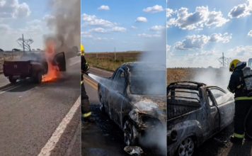Pai e filha escapam ilesos após carro pegar fogo e ser destruído no TO; VÍDEO